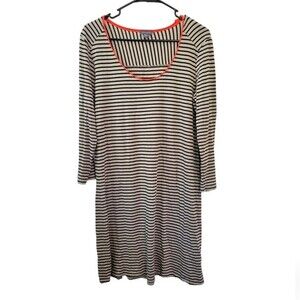 Lilla P Gray & Black Pima Cotton Stripe Long Sleeve T-Shirt Dress Size Large
